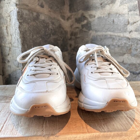 Gucci Ivory Leather Interlocking GG Rhyton Chunky Sneakers - Picture 3 of 12